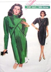 7581 EZ VOGUE STRAIGHT X-OVERLAY SS-LS DRESS PATTERN 12-16 or 6-10 choice uncut